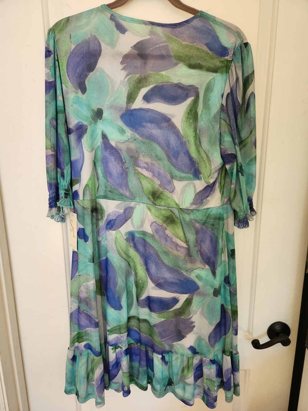 Sunny Leigh Teal, Blue & Green Watercolor Midi Dress